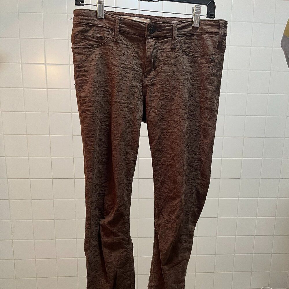 Anthropologie Brown Pilcro and the Letterpress Jacquard Textured Skinny Jeans 29